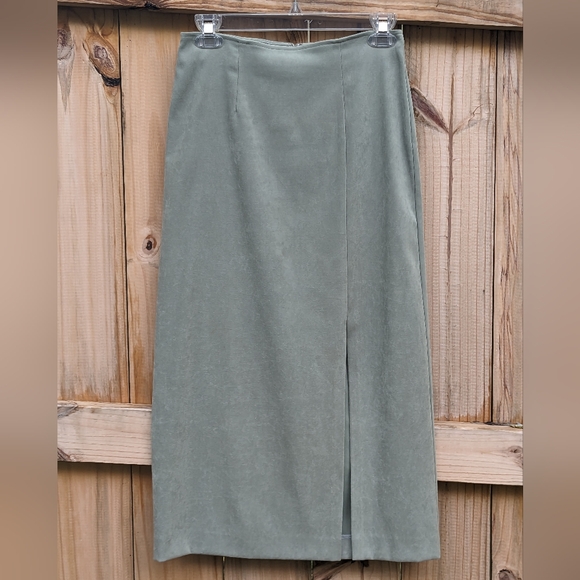 Sage Green Vintage Wrapper Midi Skirt - Picture 1 of 4